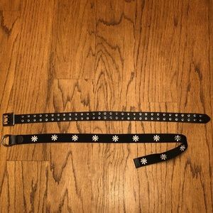 daisy embroidered and double grommet black belts